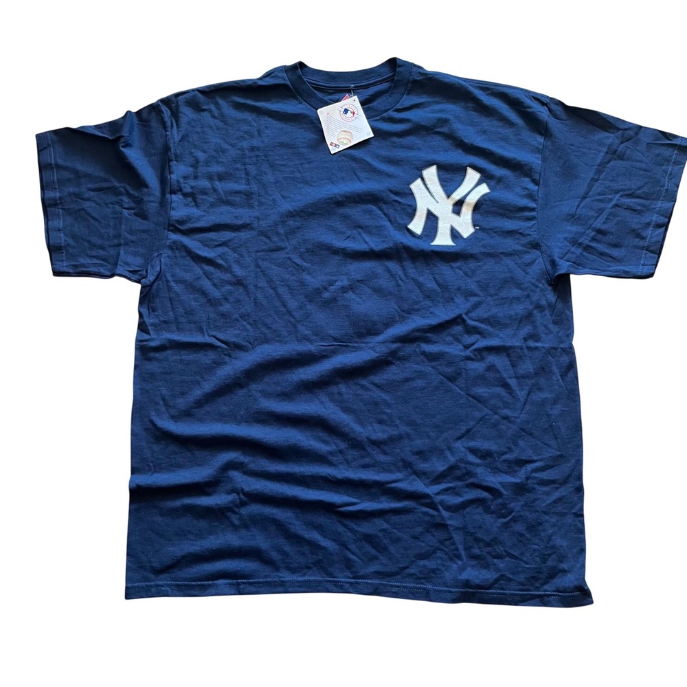 Majestic MLB New York Yankees Derek Jeter 2 Navy Blue T-Shirt Mens 2XL New